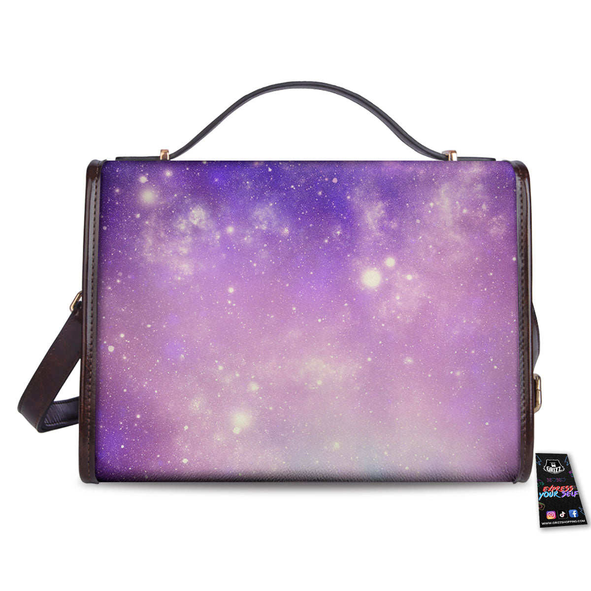 Galaxy Space Purple Stardust Cloud Print Women's Satchel Bag