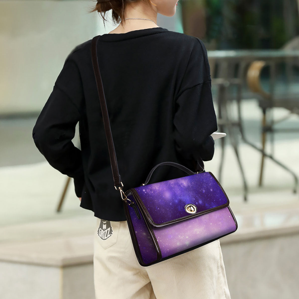 Galaxy Space Purple Stardust Cloud Print Women's Satchel Bag