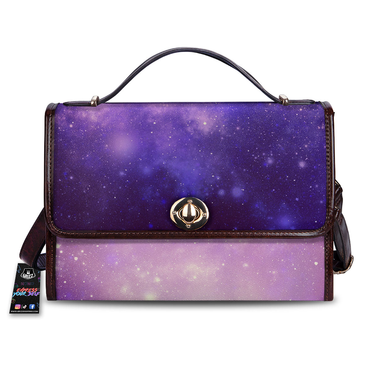 Galaxy Space Purple Stardust Cloud Print Women's Satchel Bag