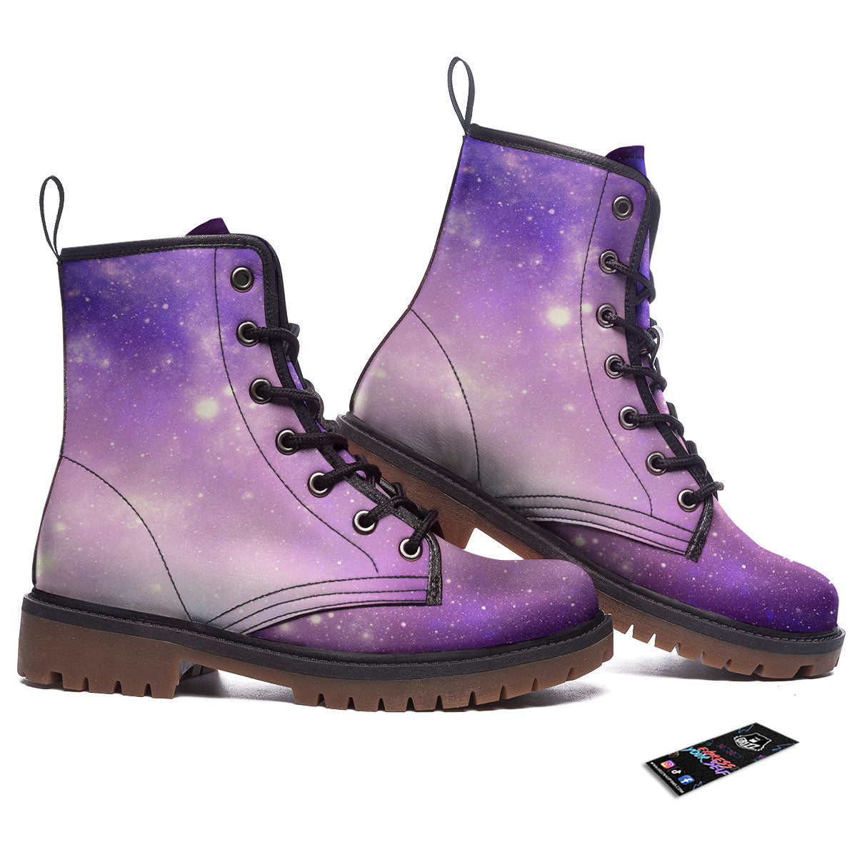 Galaxy Space Purple Stardust Cloud Print Work Boots-grizzshop