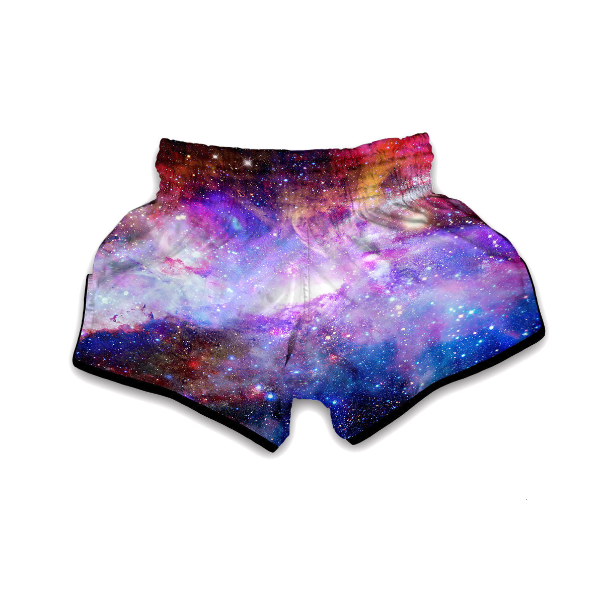 Galaxy Space Purple Stardust Print Muay Thai Boxing Shorts-grizzshop