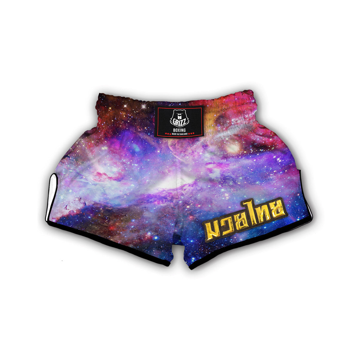 Galaxy Space Purple Stardust Print Muay Thai Boxing Shorts-grizzshop