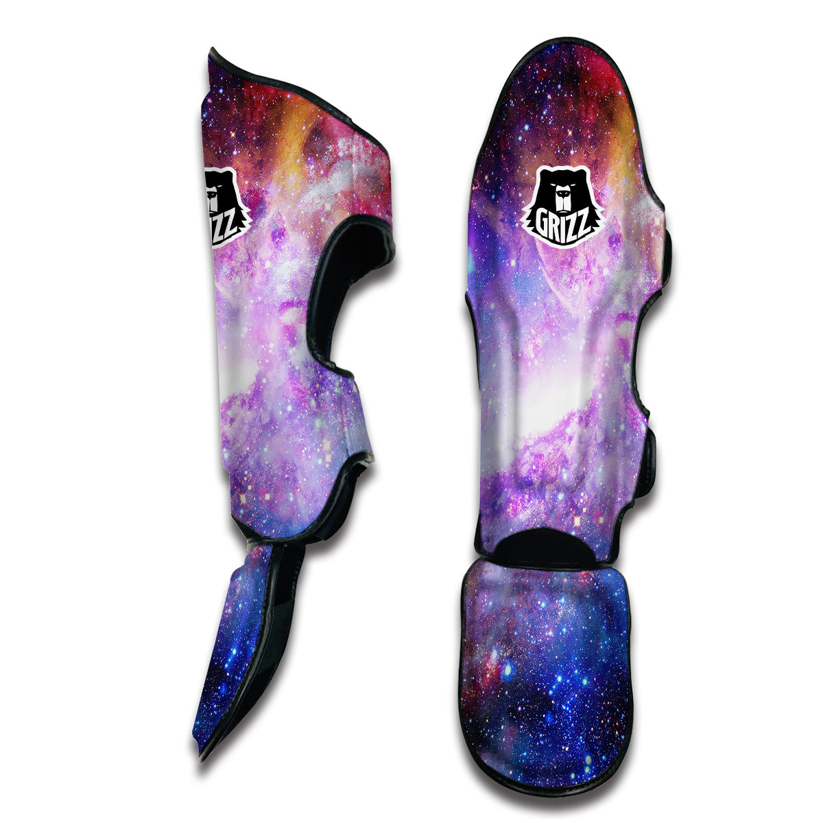 Galaxy Space Purple Stardust Print Muay Thai Shin Guards-grizzshop