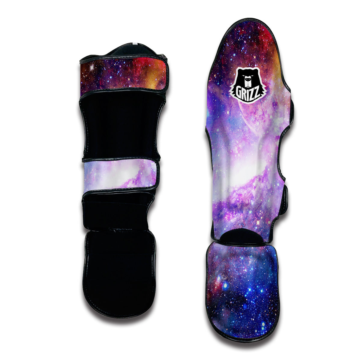 Galaxy Space Purple Stardust Print Muay Thai Shin Guards-grizzshop