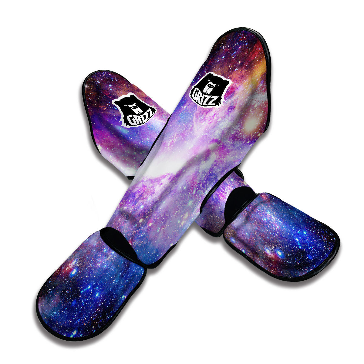 Galaxy Space Purple Stardust Print Muay Thai Shin Guards-grizzshop