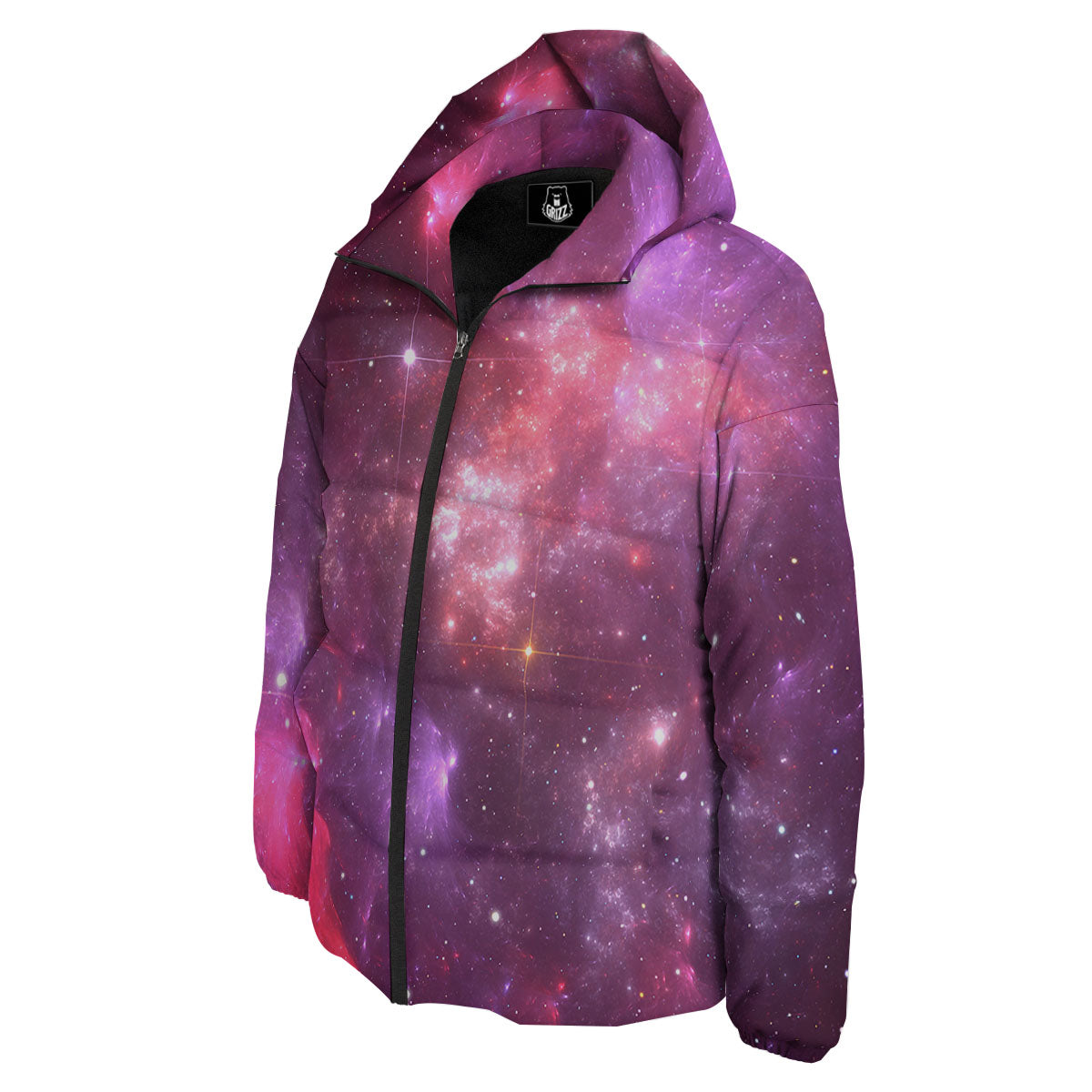 Galaxy Space Purple Starfield Print Down Jacket-grizzshop