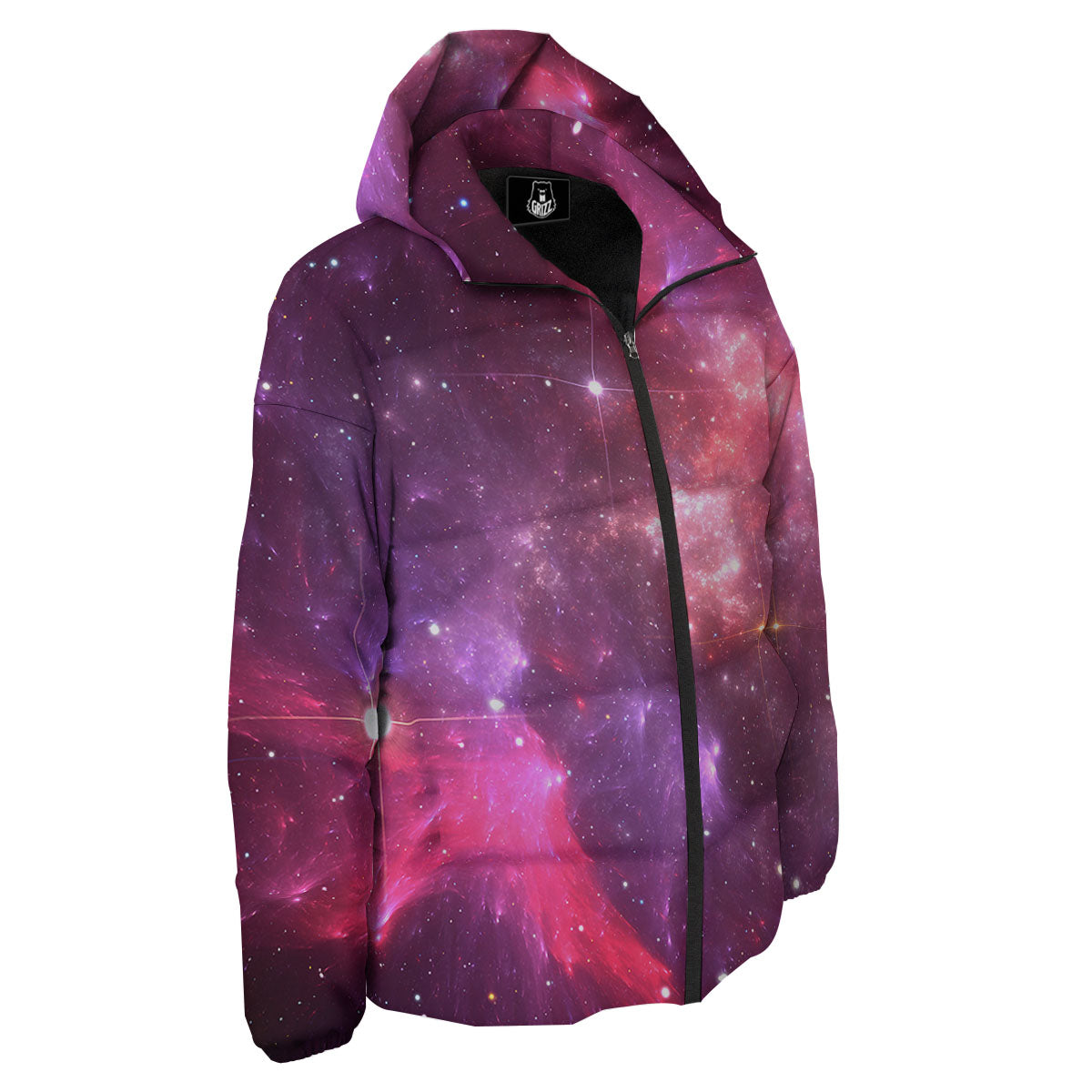 Galaxy Space Purple Starfield Print Down Jacket-grizzshop