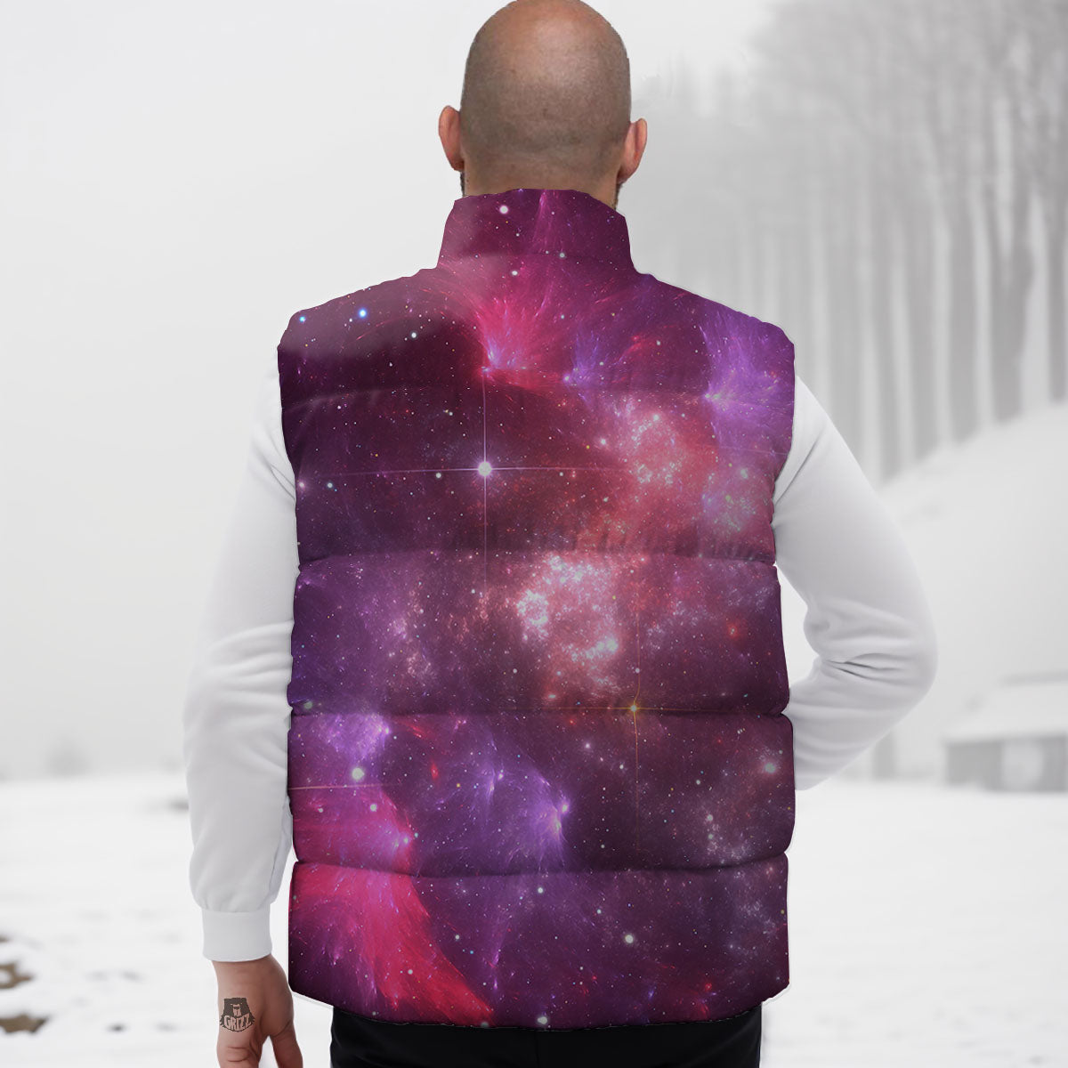 Galaxy Space Purple Starfield Print Down Vest