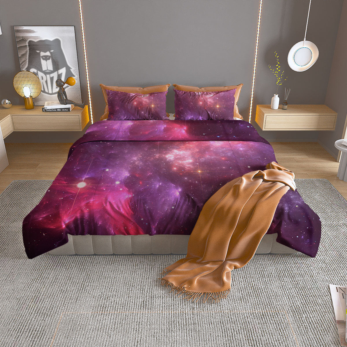 French Bulldog Puppy Watercolor Print Duvet Cover Bedding Set