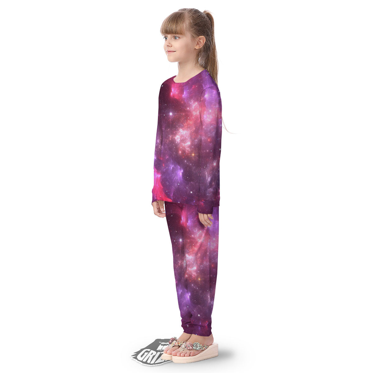 Galaxy Space Purple Starfield Print Kid's Pajamas-grizzshop