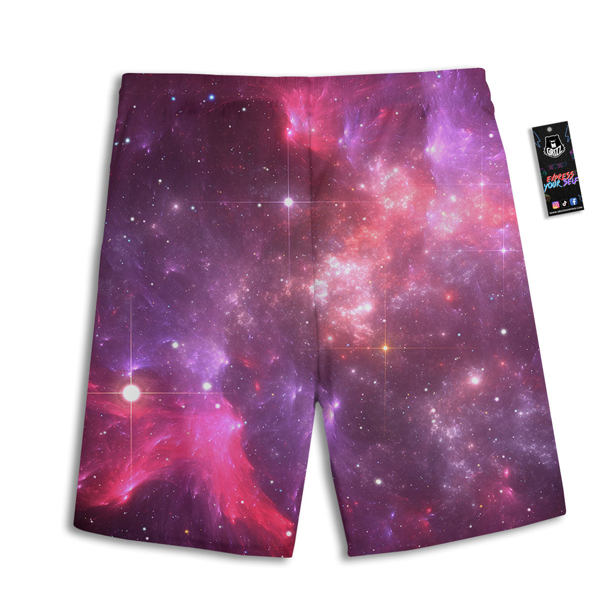Galaxy Space Purple Starfield Print Men's Athletic Shorts