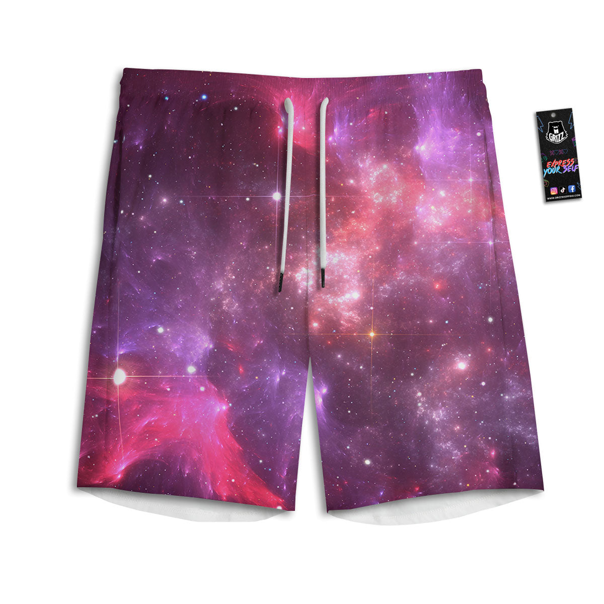 Galaxy Space Purple Starfield Print Men's Athletic Shorts
