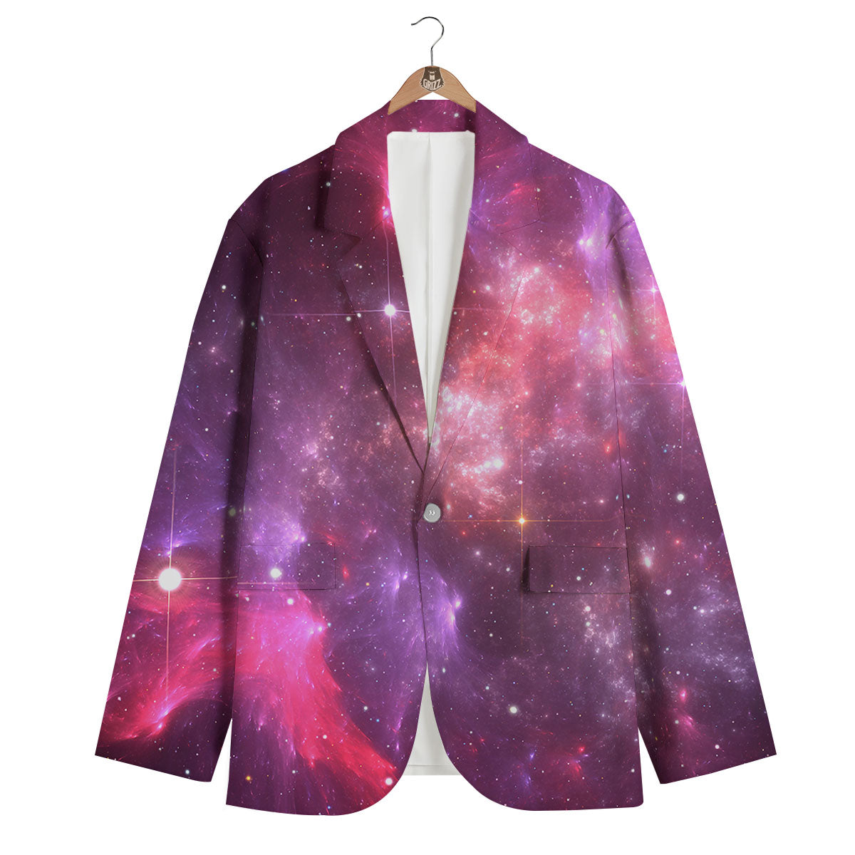 Galaxy Space Purple Starfield Print Men's Blazer-grizzshop