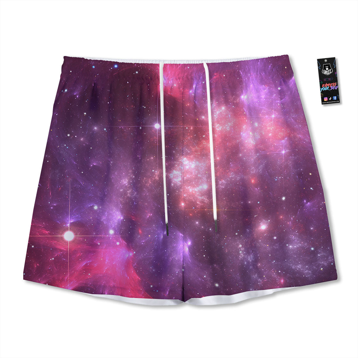 Galaxy Space Purple Starfield Print Mesh Shorts
