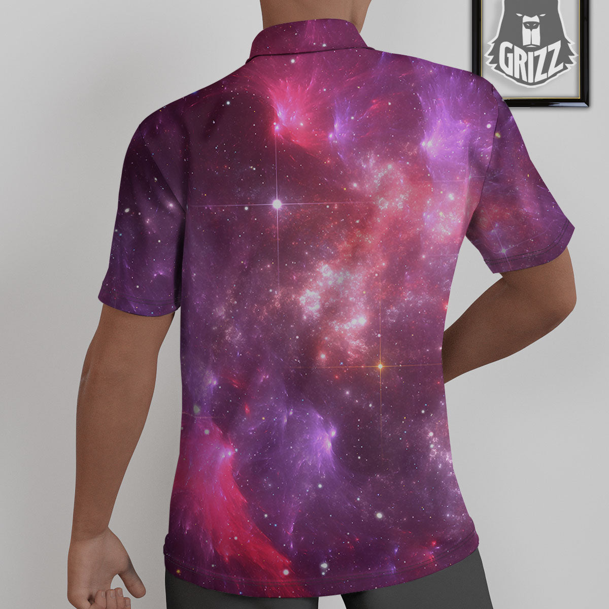 Galaxy Space Purple Starfield Print Untucked Shirts-grizzshop