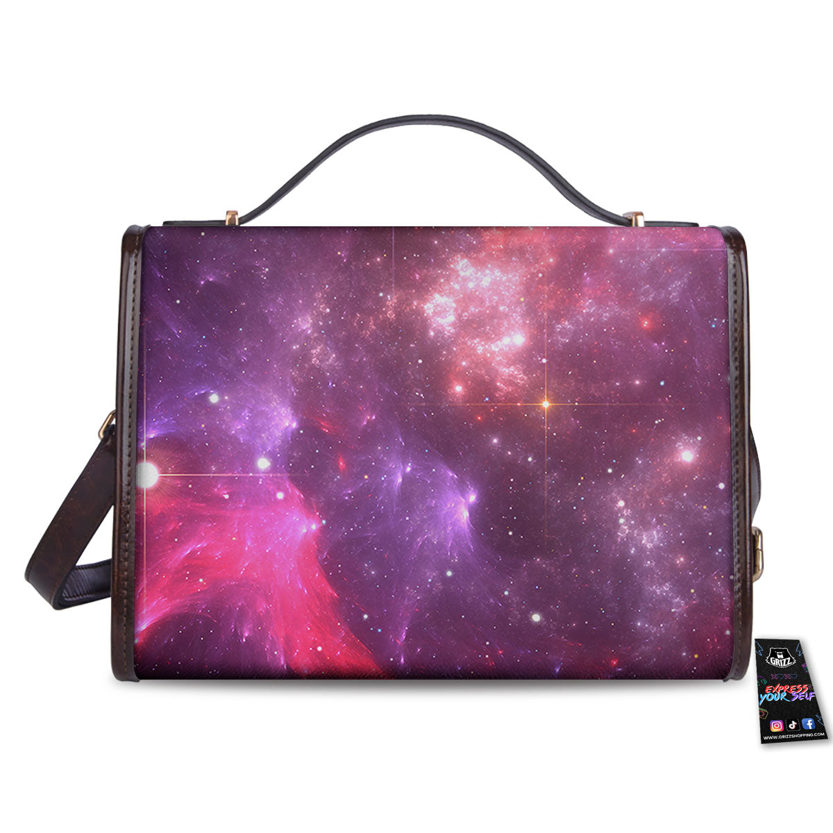 Galaxy Space Purple Starfield Print Women's Satchel Bag