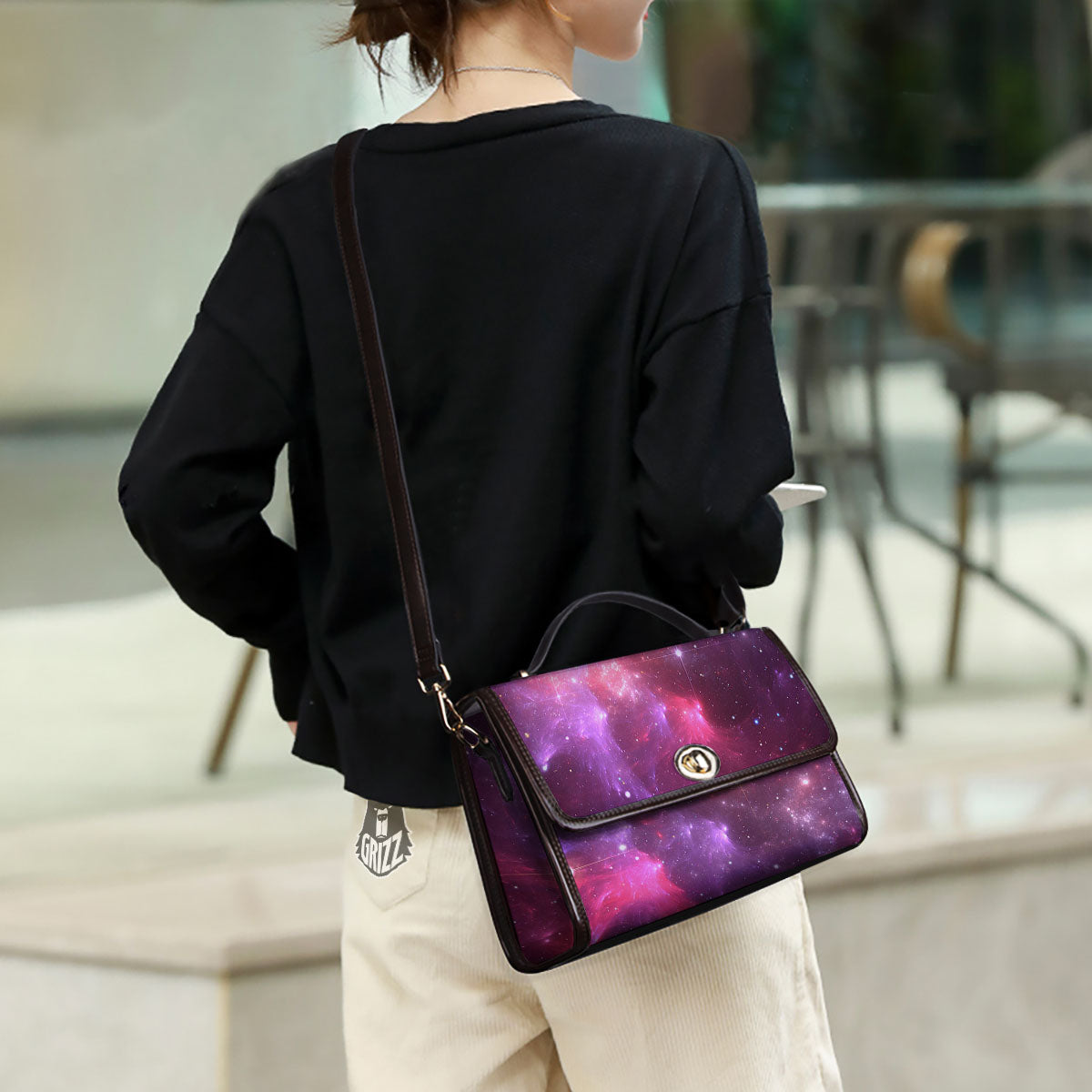 Galaxy Space Purple Starfield Print Women's Satchel Bag