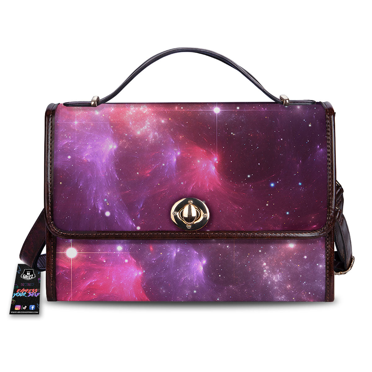 Galaxy Space Purple Starfield Print Women's Satchel Bag