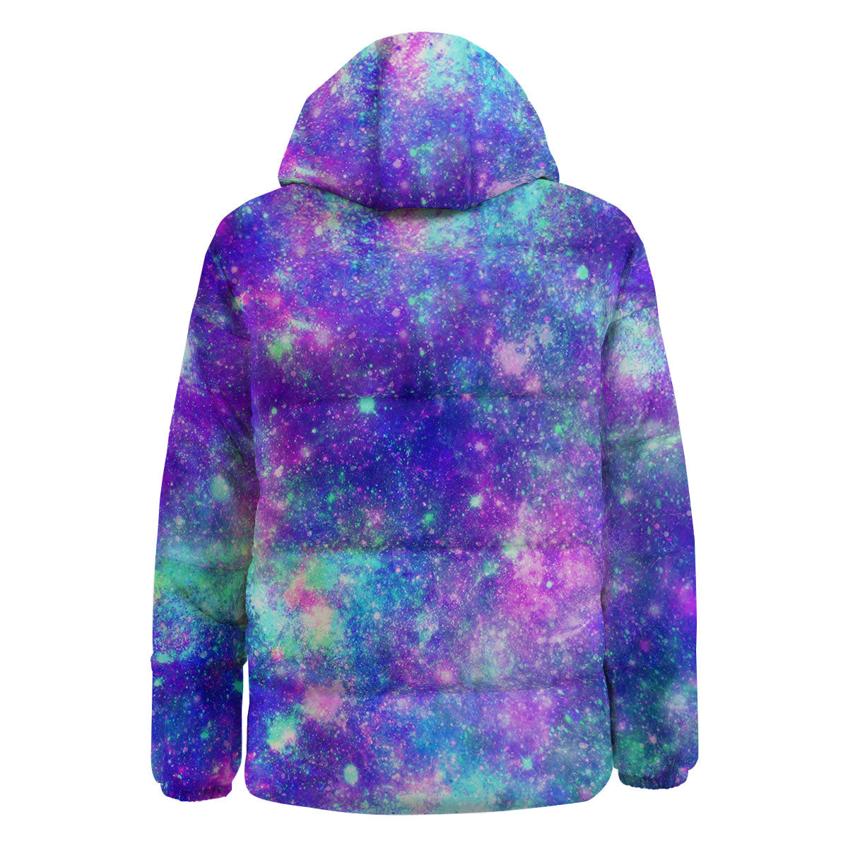 Galaxy Space Purple Turquoise Print Down Jacket-grizzshop