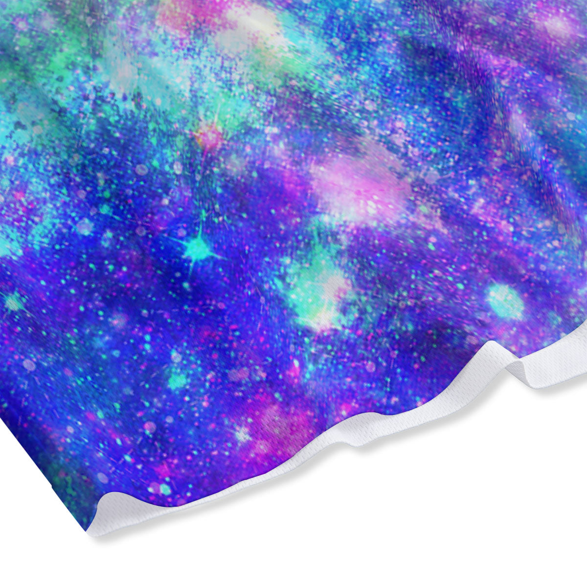 Galaxy Space Purple Turquoise Print Mesh Shorts