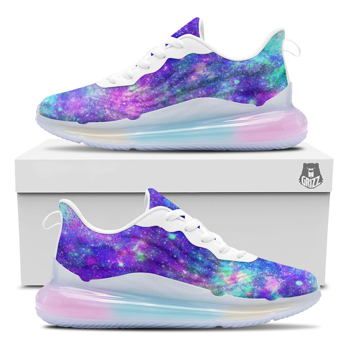 Galaxy Space Purple Turquoise Print Running Sneakers-grizzshop