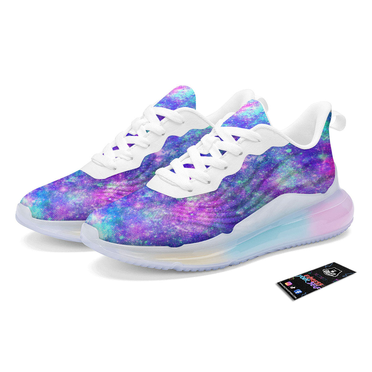 Galaxy Space Purple Turquoise Print Running Sneakers-grizzshop