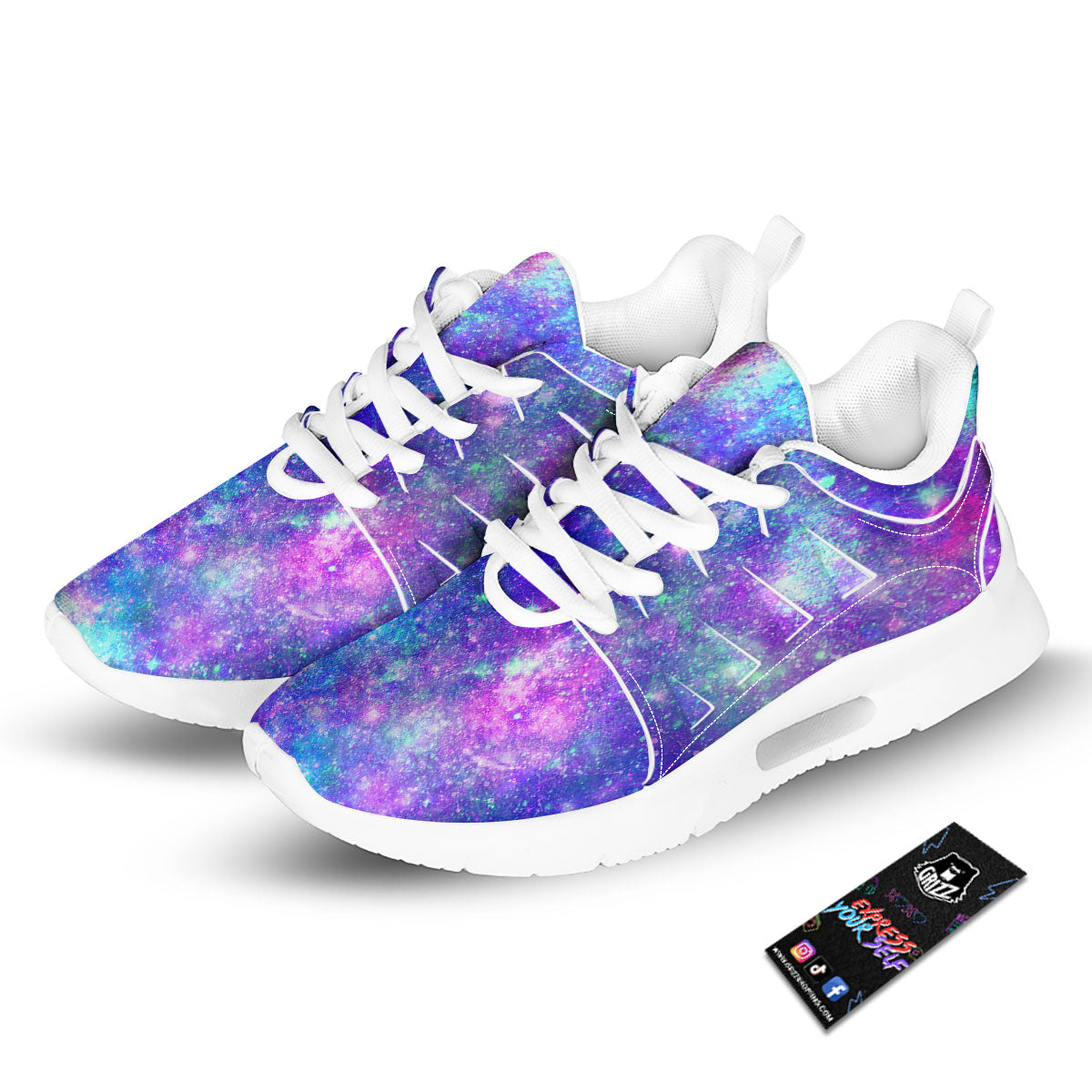 Galaxy Space Purple Turquoise Print Tennis Shoes-grizzshop
