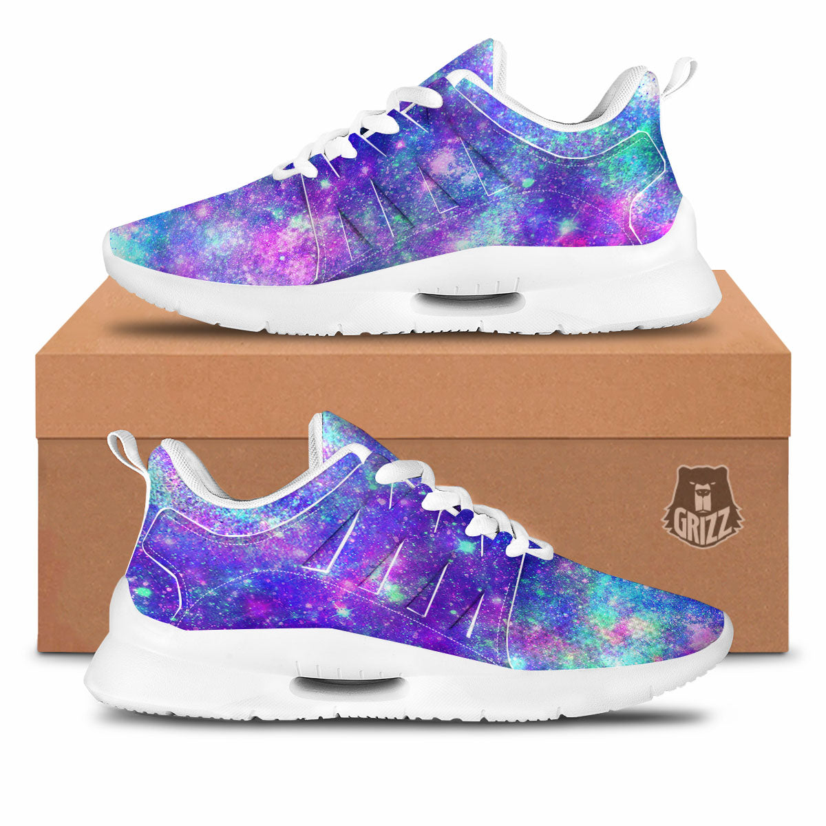 Galaxy Space Purple Turquoise Print Tennis Shoes-grizzshop