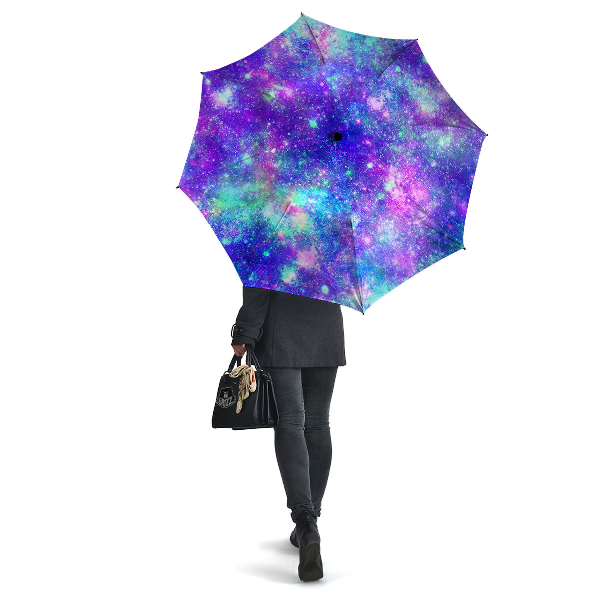 Galaxy Space Purple Turquoise Print Umbrella-grizzshop