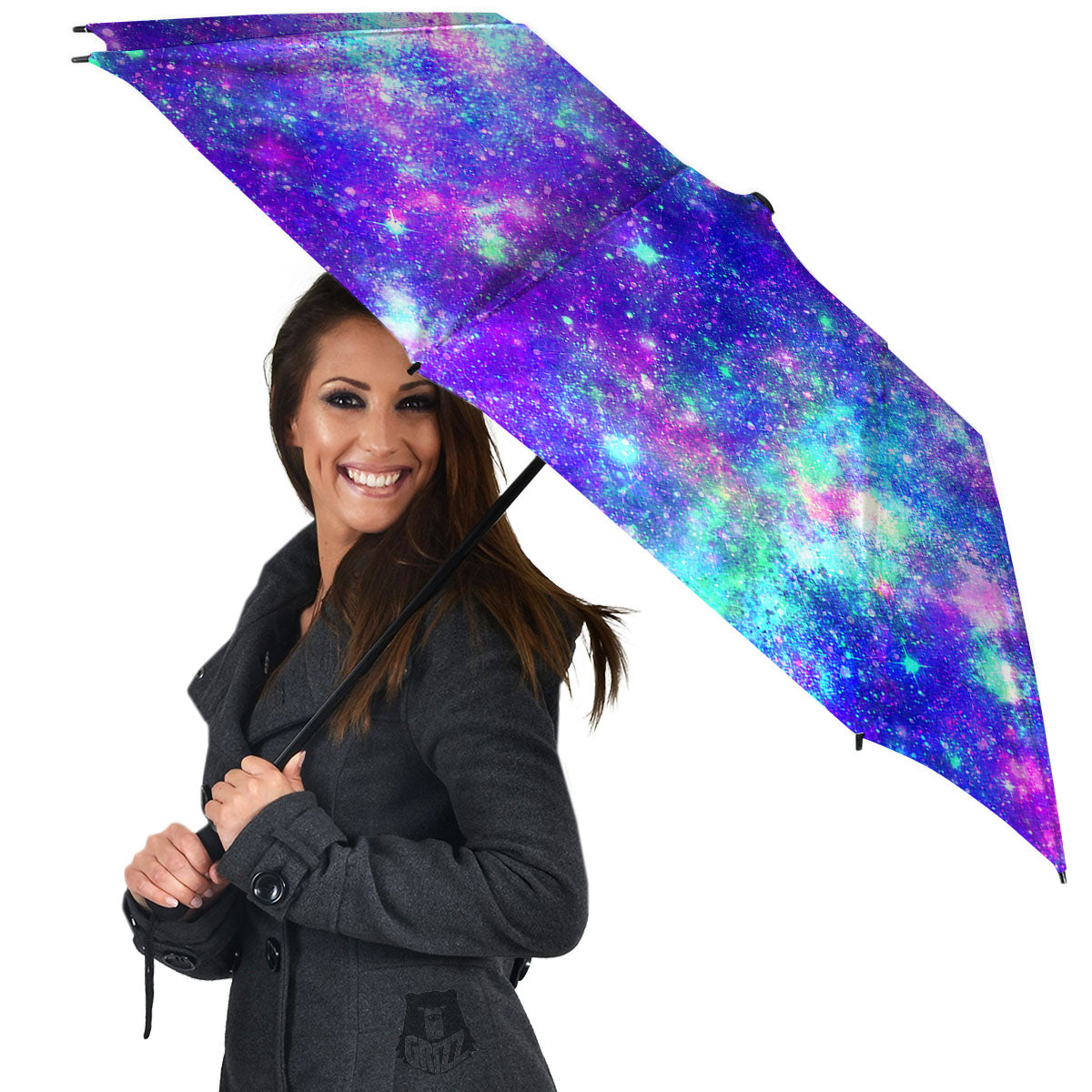 Galaxy Space Purple Turquoise Print Umbrella-grizzshop