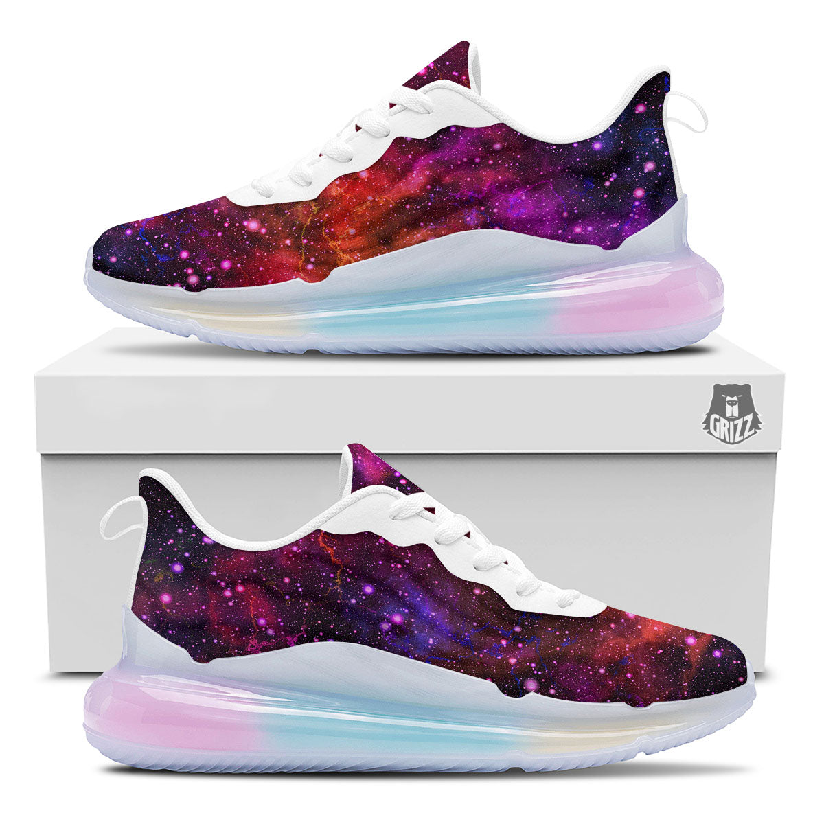 Galaxy Space Red Purple Nebula Print Running Sneakers-grizzshop