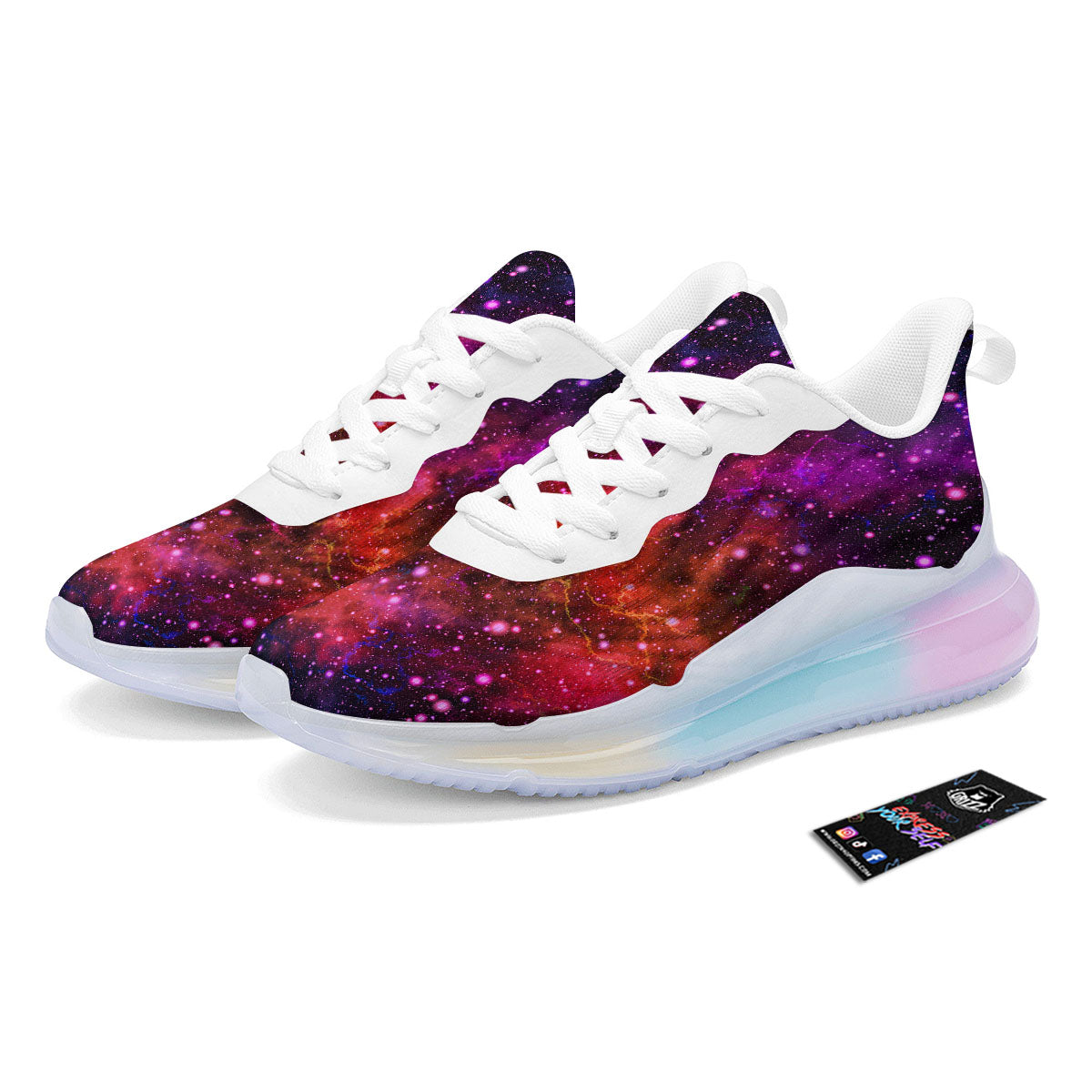 Galaxy Space Red Purple Nebula Print Running Sneakers-grizzshop