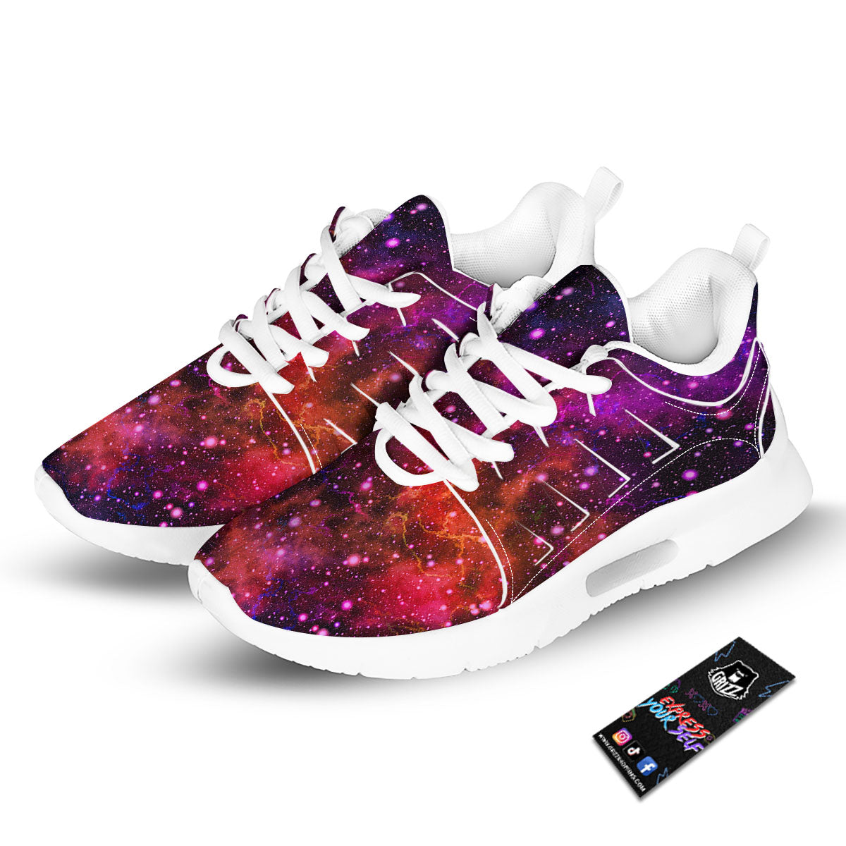 Galaxy Space Red Purple Nebula Print Tennis Shoes-grizzshop