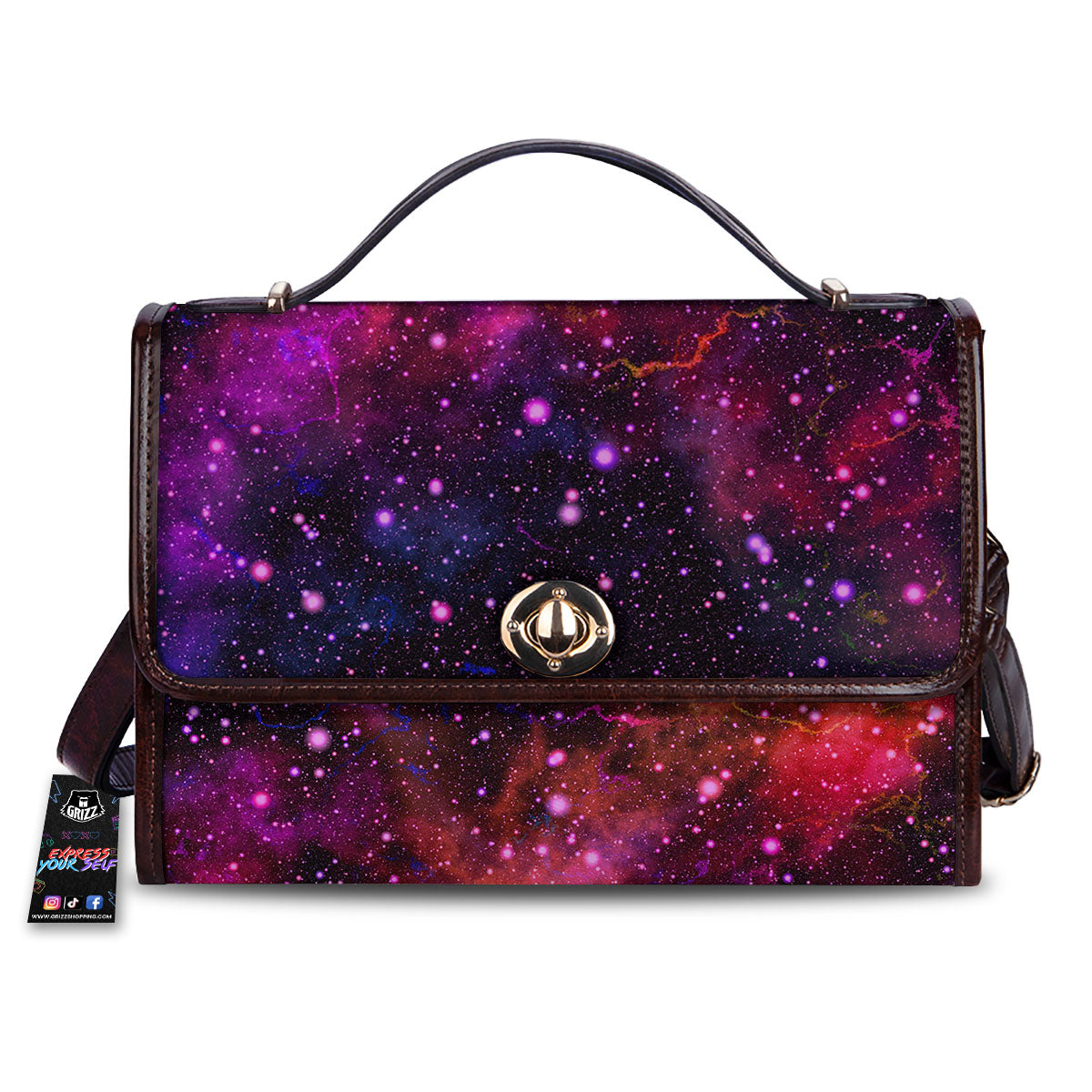 Galaxy Space Red Purple Nebula Print Women's Satchel Bag