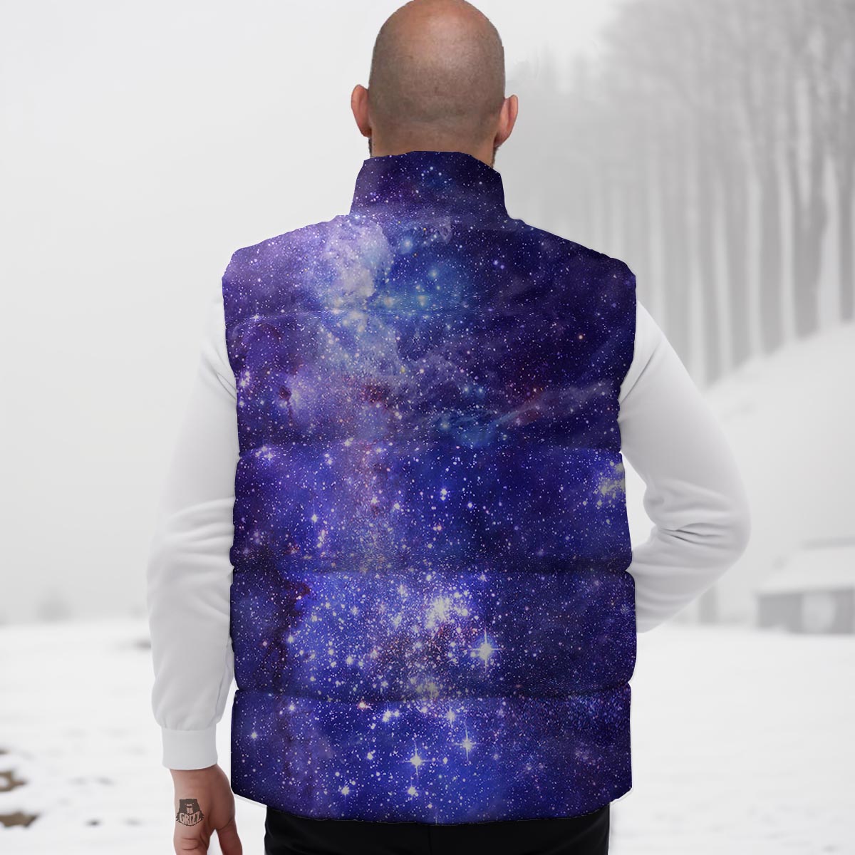 Galaxy Space Starfield Nebula Print Down Vest