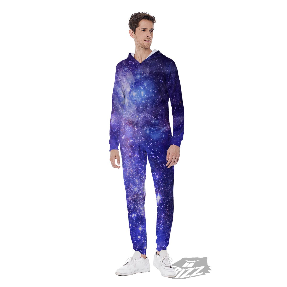 Galaxy Space Starfield Nebula Print Men's Jumpsuit-grizzshop