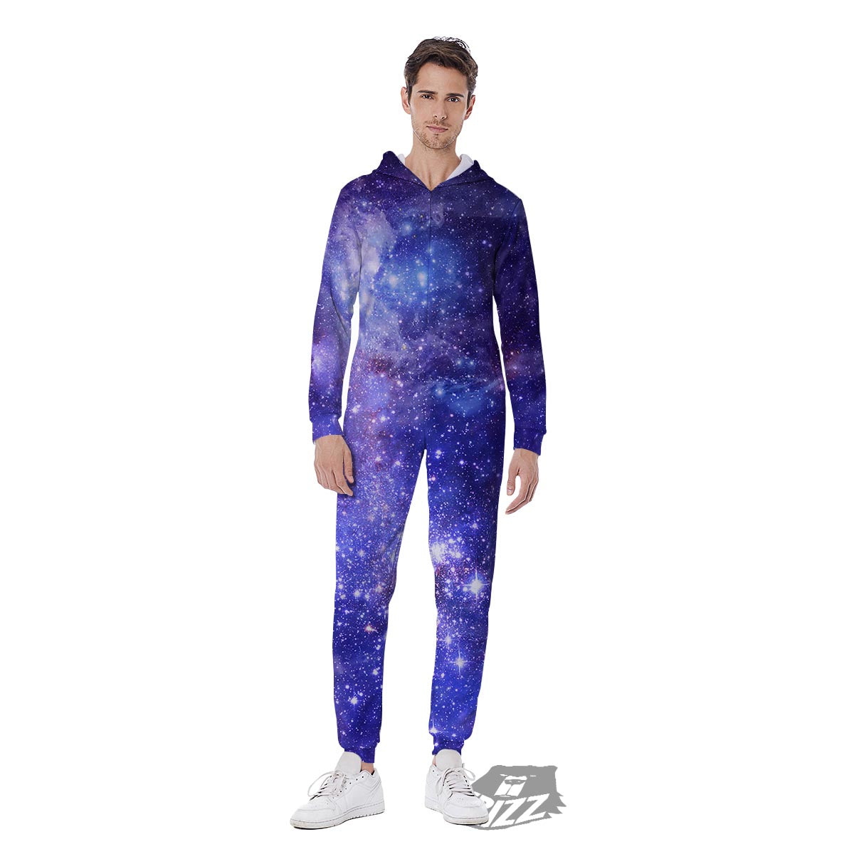 Galaxy Space Starfield Nebula Print Men's Jumpsuit-grizzshop