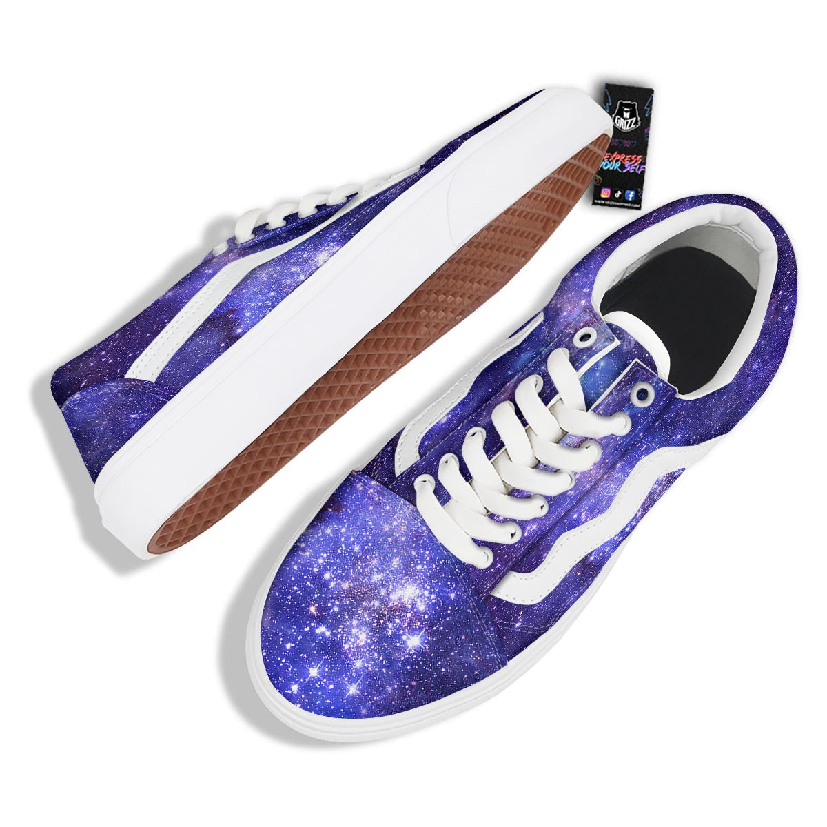 Galaxy Space Starfield Nebula Print Skate Shoes-grizzshop