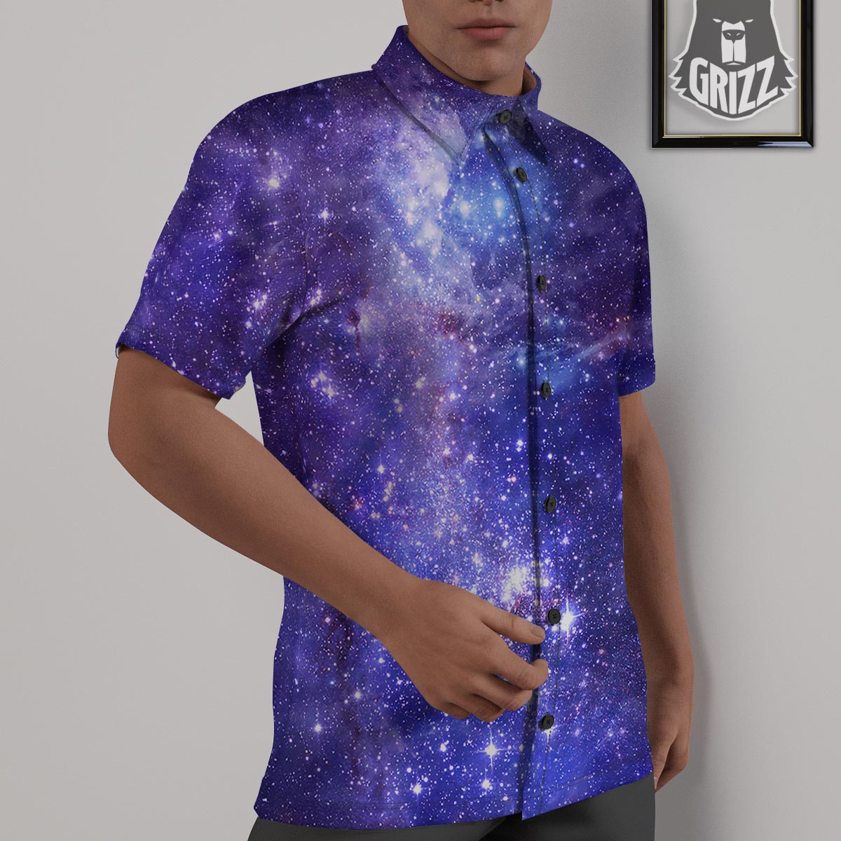 Galaxy Space Starfield Nebula Print Untucked Shirts-grizzshop