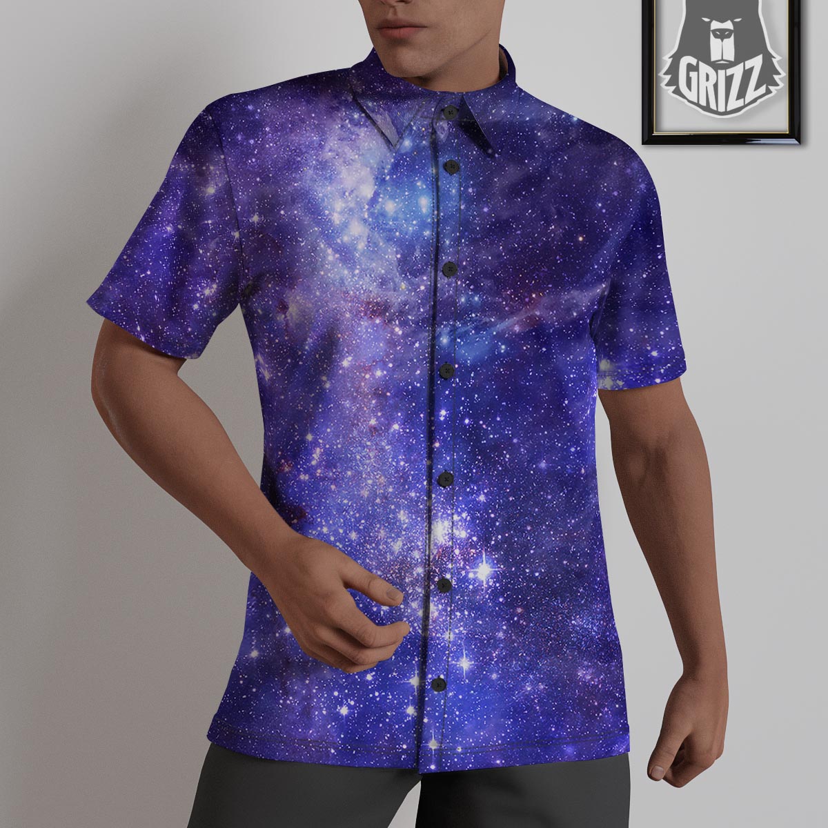 Galaxy Space Starfield Nebula Print Untucked Shirts-grizzshop