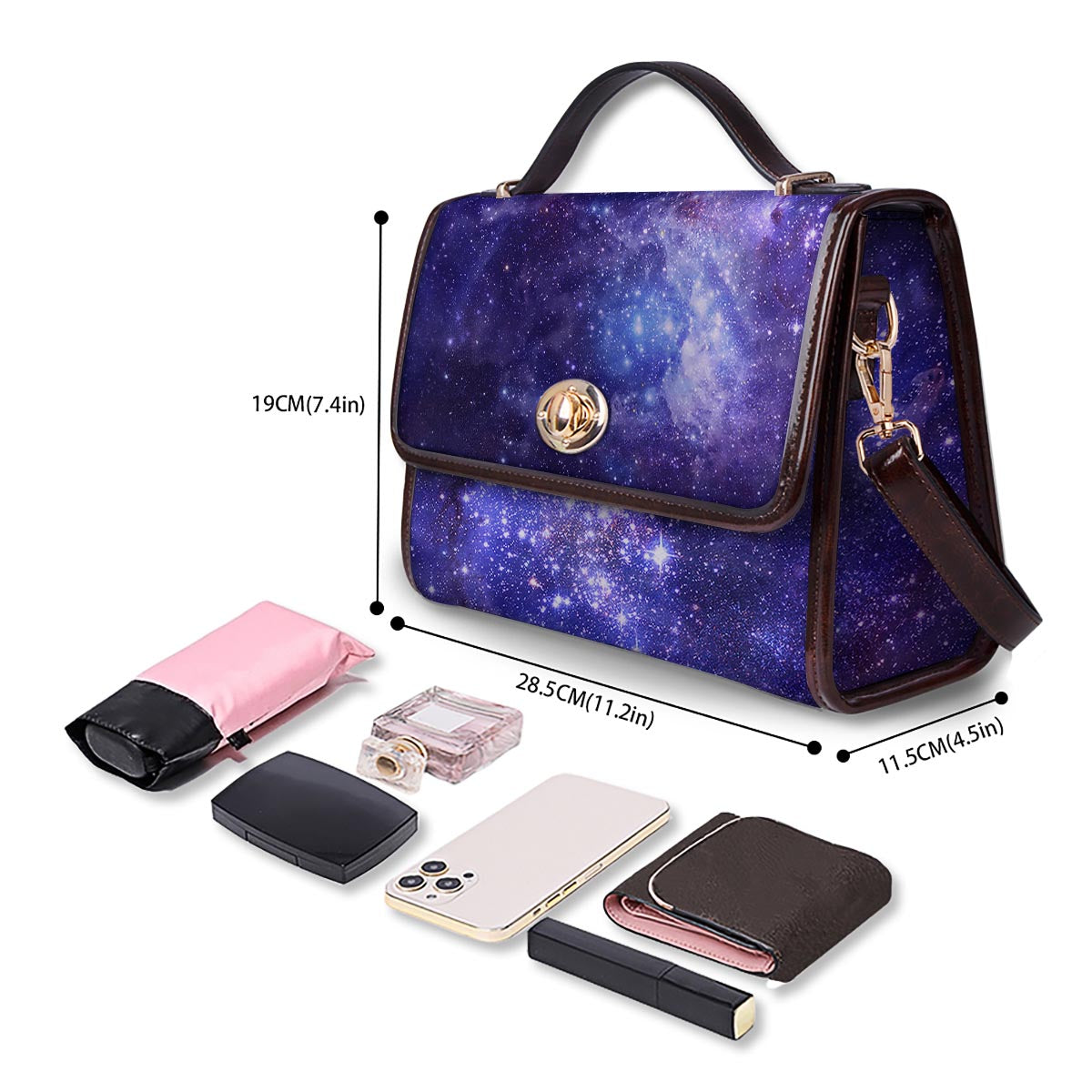 Galaxy Space Starfield Nebula Print Women's Satchel Bag