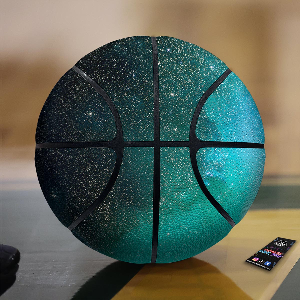 Galaxy Space Teal Stardust Print Basketball