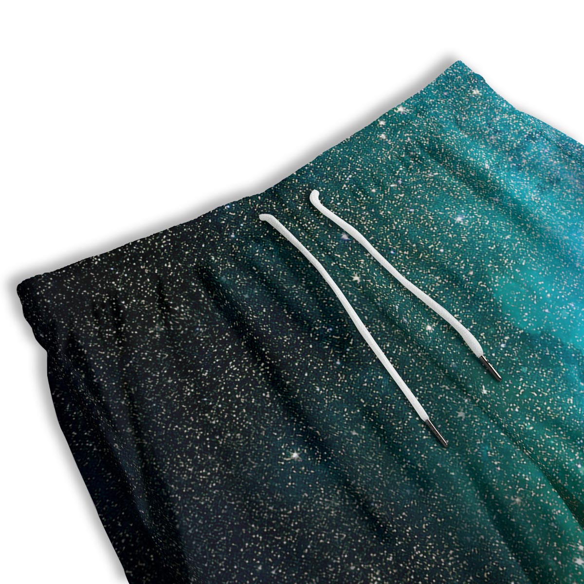 Galaxy Space Teal Stardust Print Men's Athletic Shorts