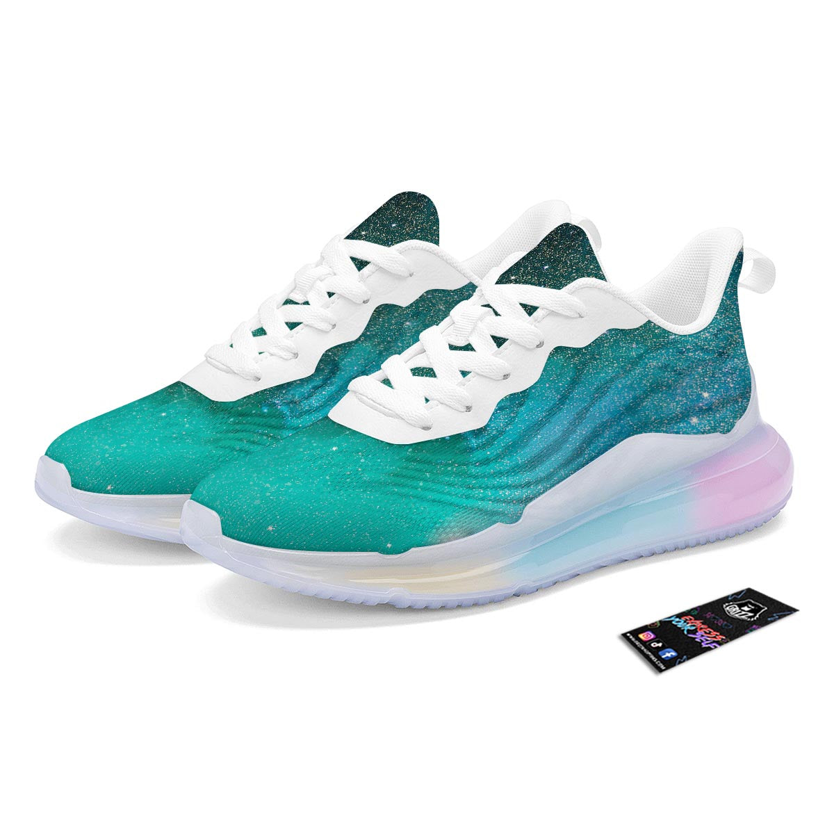 Galaxy Space Teal Stardust Print Running Sneakers-grizzshop