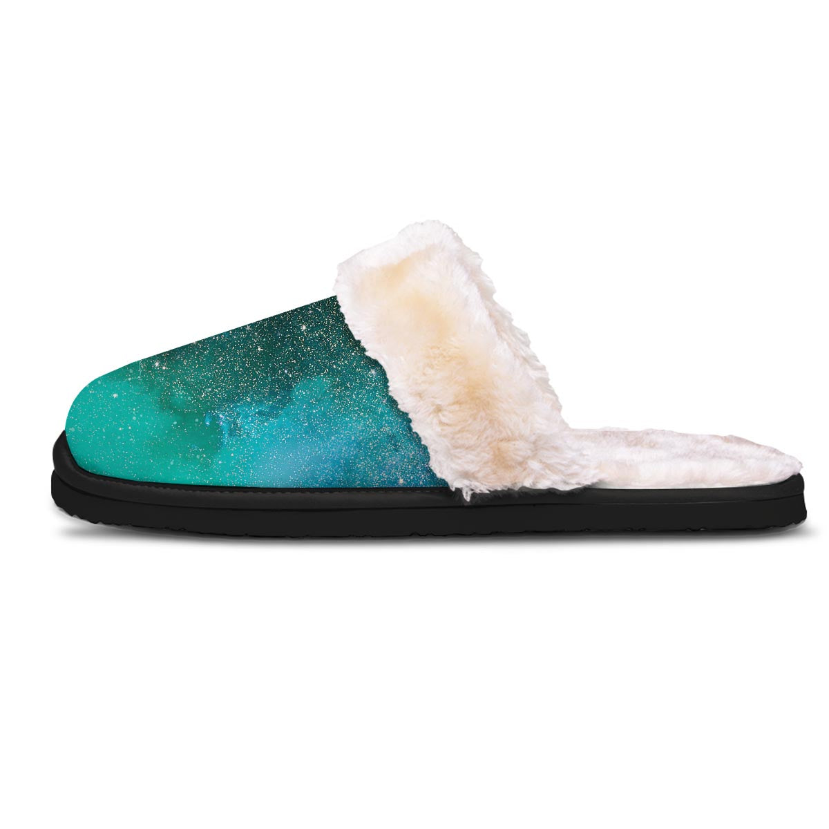 Galaxy Space Teal Stardust Print Slippers-grizzshop