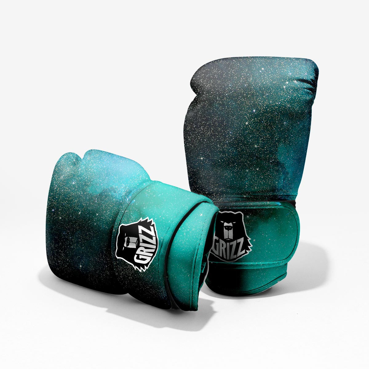 Galaxy Space Teal Stardust Print Pro Boxing Glove