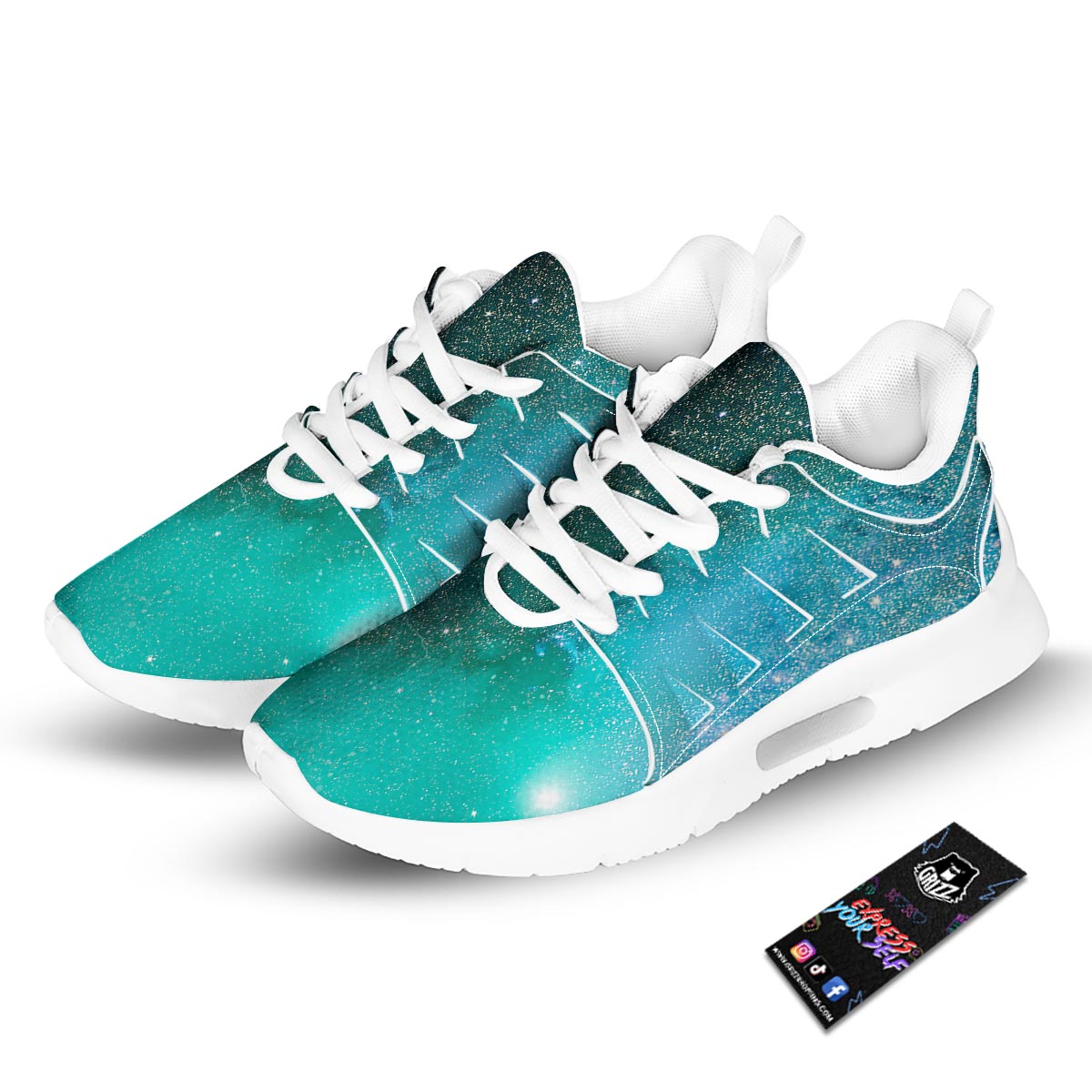 Galaxy Space Teal Stardust Print Tennis Shoes-grizzshop