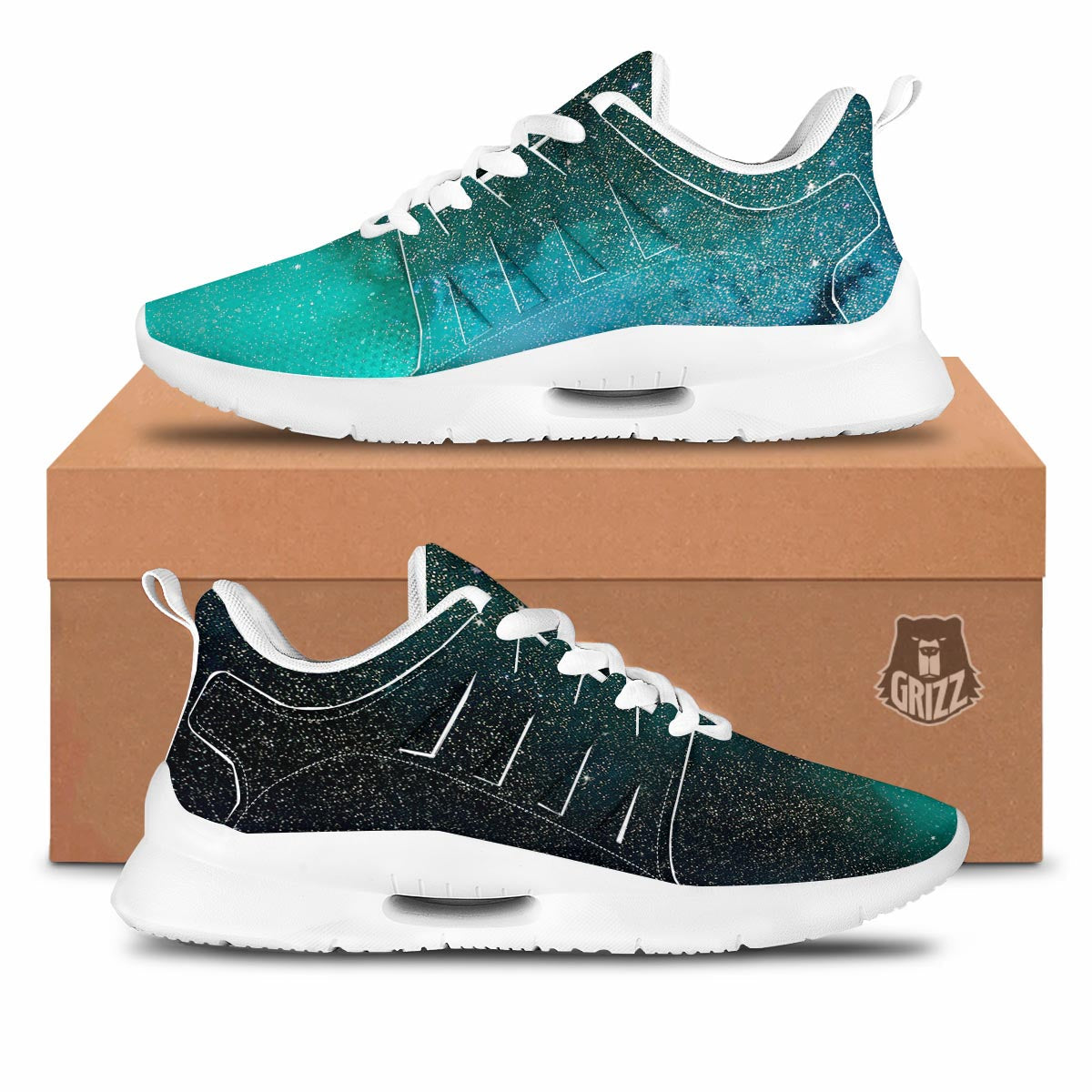 Galaxy Space Teal Stardust Print Tennis Shoes-grizzshop
