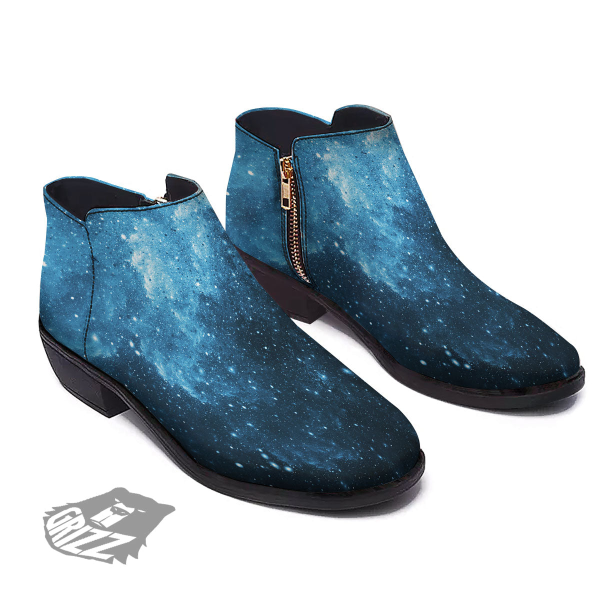 Galaxy Space White Cloud Print Ankle Boots-grizzshop