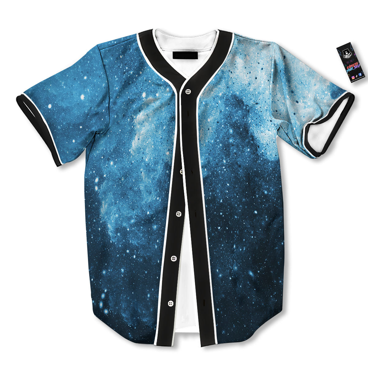 Galaxy Space White Cloud Print Baseball Jersey-grizzshop